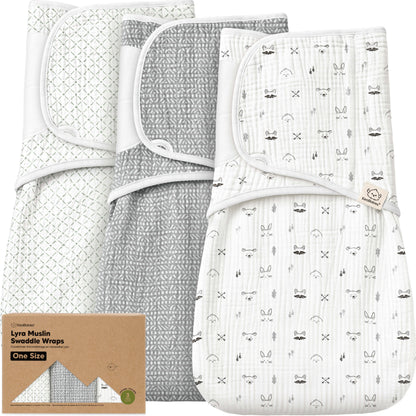3-Pack Lyra Muslin Swaddle Wraps 33586307039418