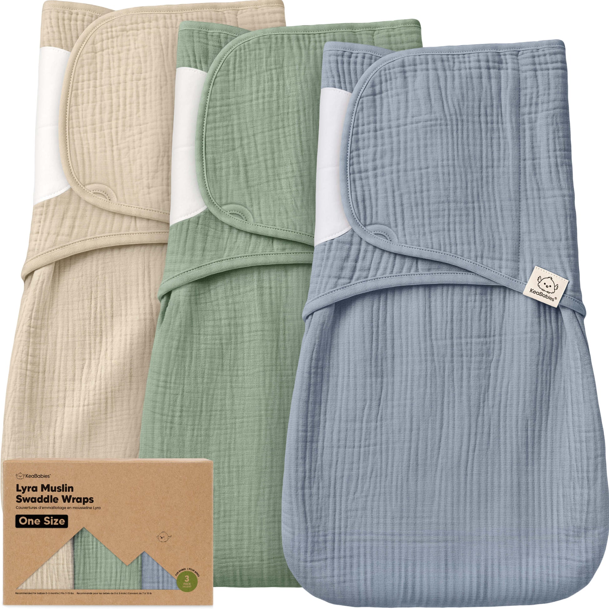 3-Pack Lyra Muslin Swaddle Wraps 33586217648314