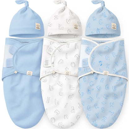 3-Pack Soothe Swaddle Wraps with Knot Hats 46997593620666