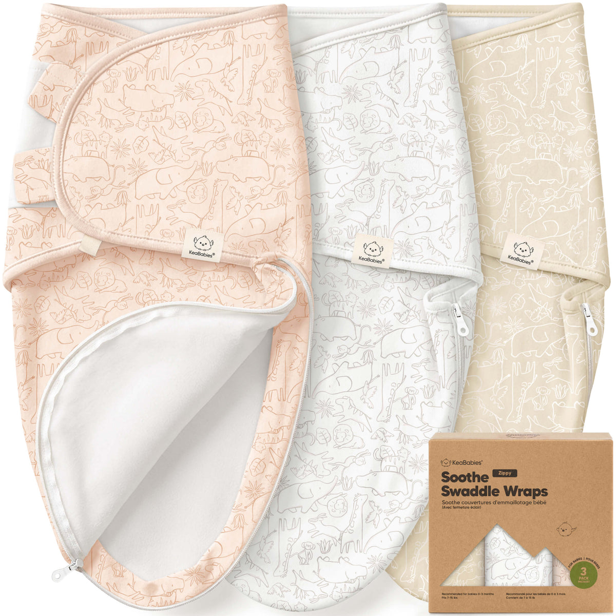 3-Pack Soothe Zippy Swaddle Wrap 46399792644282