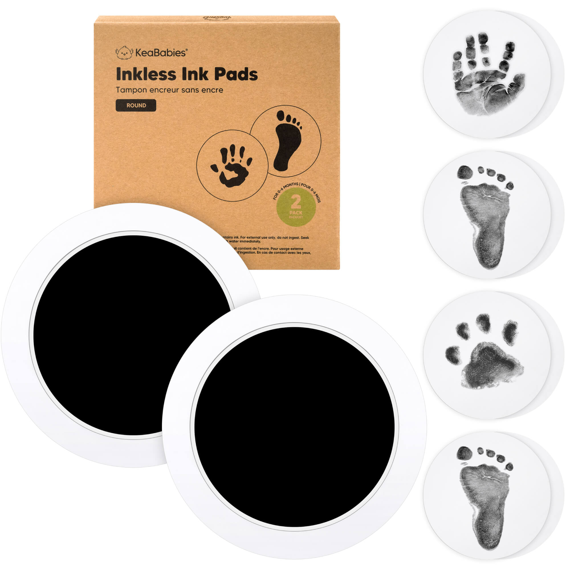 KeaBabies 2pk Inkless Ink Pad for Baby Hand and Footprint Kit