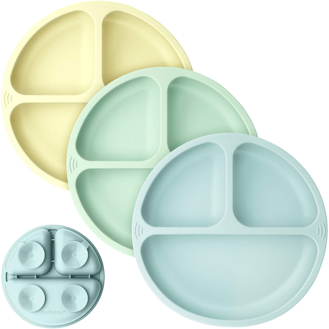 3-Pack Prep Silicone Suction Plates (Pastel Sky)