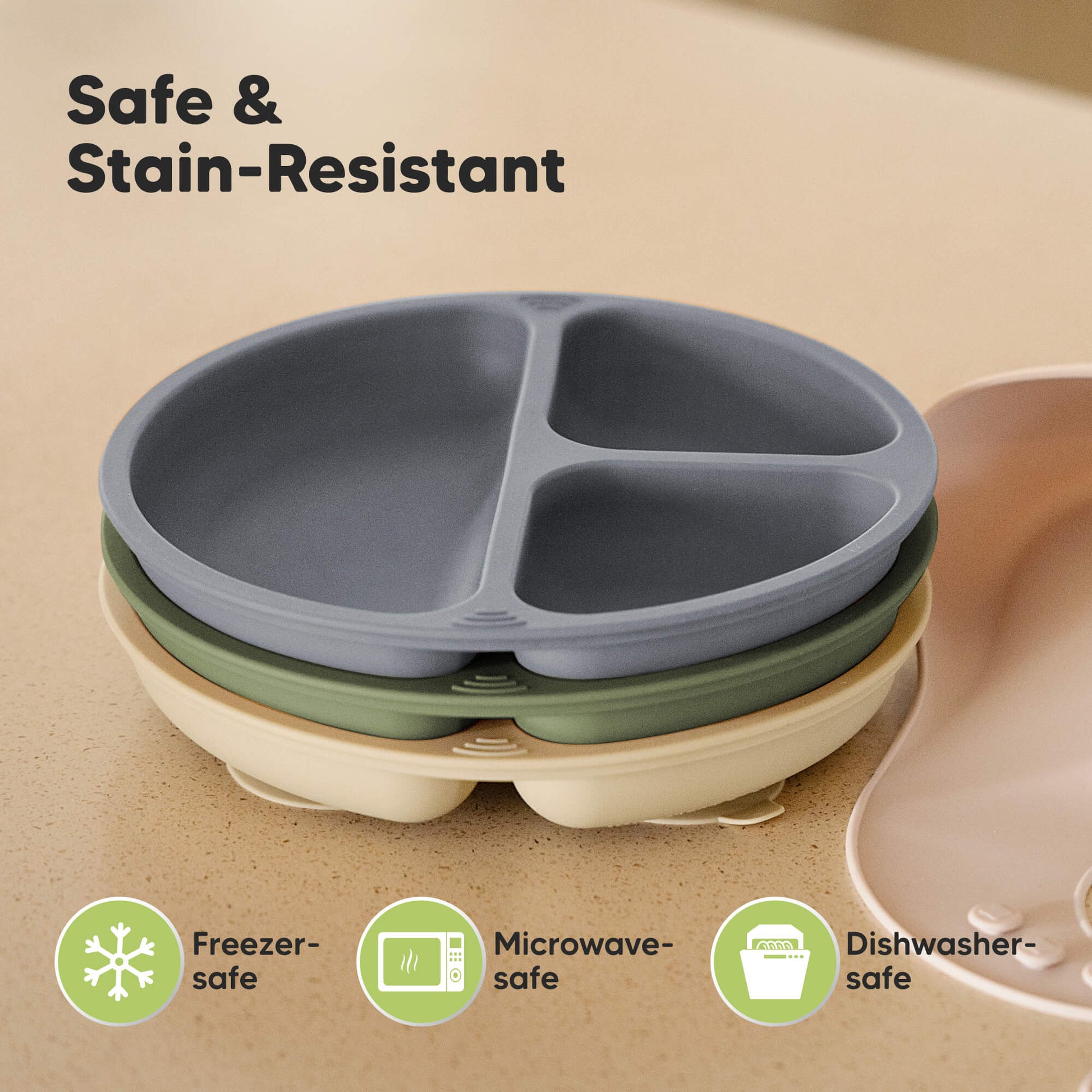 Safe & Stain-Resistant, freezer-safe, microwave-safe, dishwasher-safe.
 25752453513402