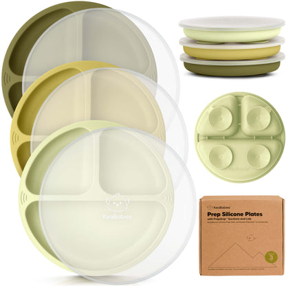 3-Pack Prep Silicone Suction Plates with Lids 28098668888250