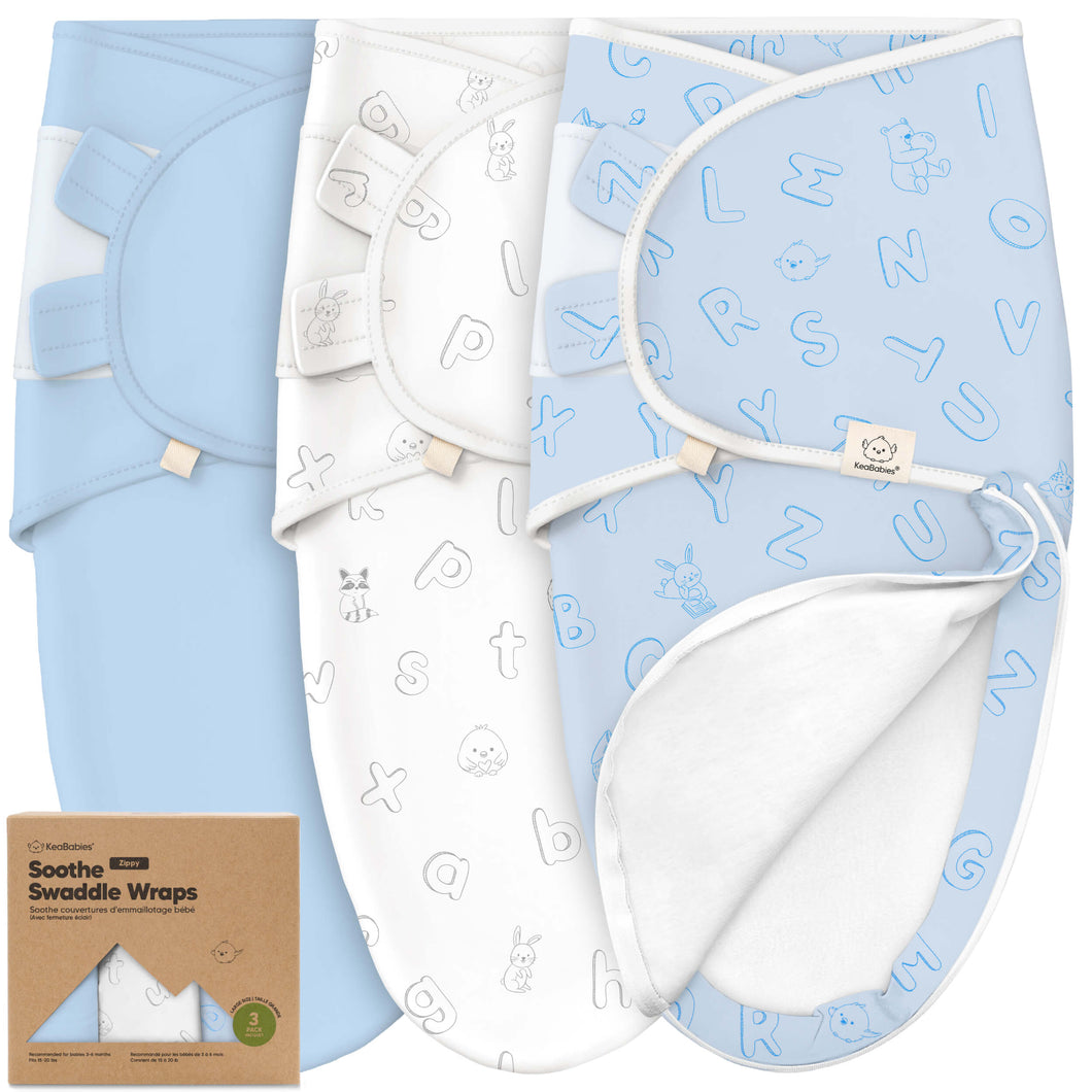 3-Pack Soothe Zippy Swaddle Wrap (ABC Land Cloud)