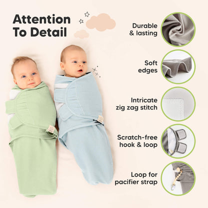 Attention To Detail with durable construction, soft edges, intricate zig-zag stitching, scratch hook & loop closure, and loop for pacifier strap.
 29475738386618