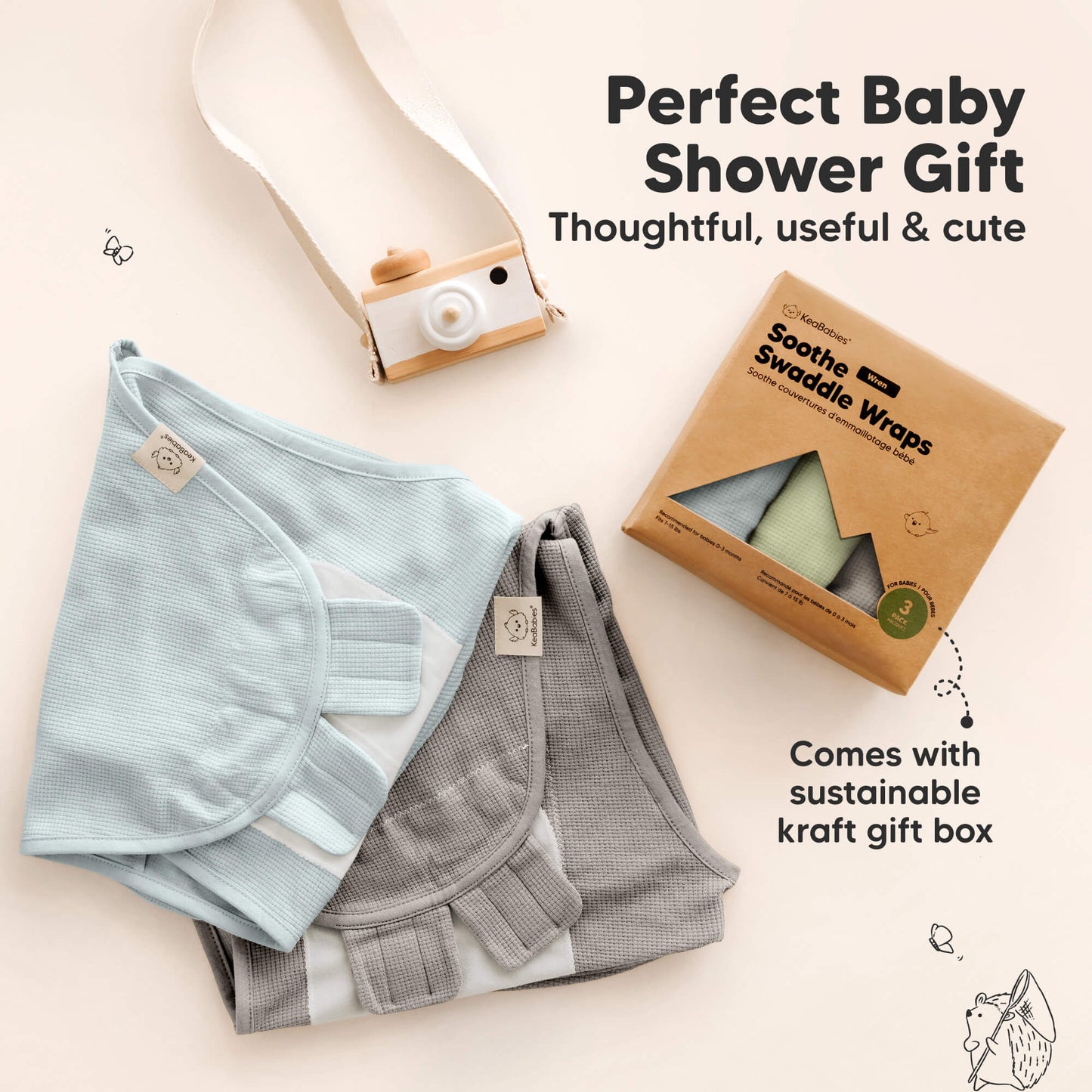 Perfect Baby Shower Gift, thoughtful, useful, and cute, comes with a sustainable kraft gift box. 29475738419386