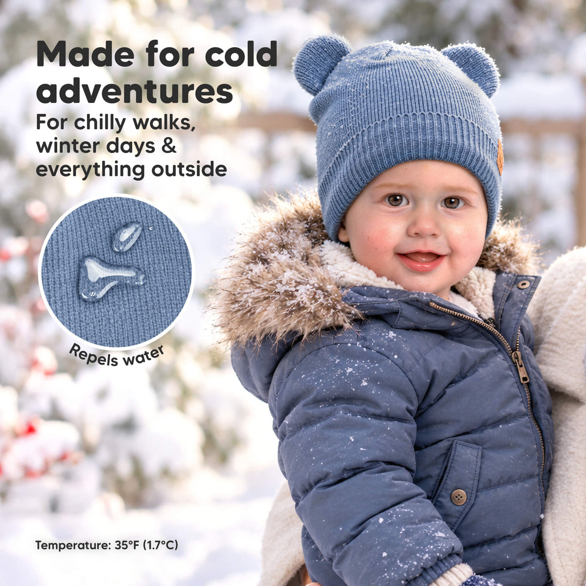 Made for cold adventures - For chilly walks, winter days and everything outside (Repels water). 47045403672762