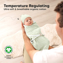 Load image into Gallery viewer, 3-Pack Soothe Swaddle Wraps with Knot Hats (Leafy)
