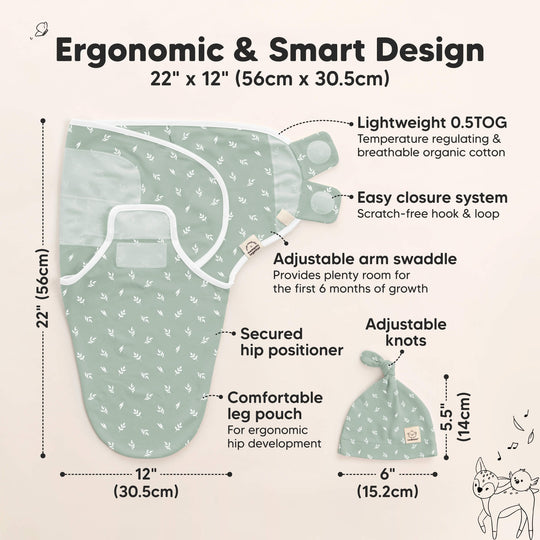 3-Pack Soothe Swaddle Wraps with Knot Hats (Prairie)