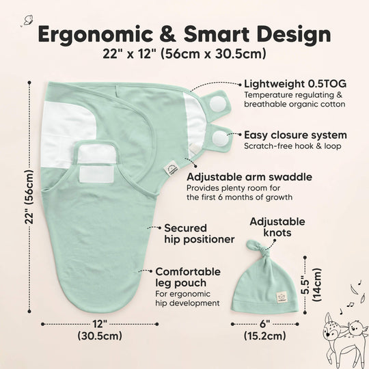 3-Pack Soothe Swaddle Wraps with Knot Hats