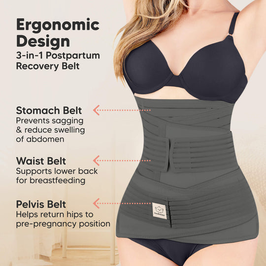 Revive 3-in-1 Postpartum Recovery Support Belt (Mystic Gray)