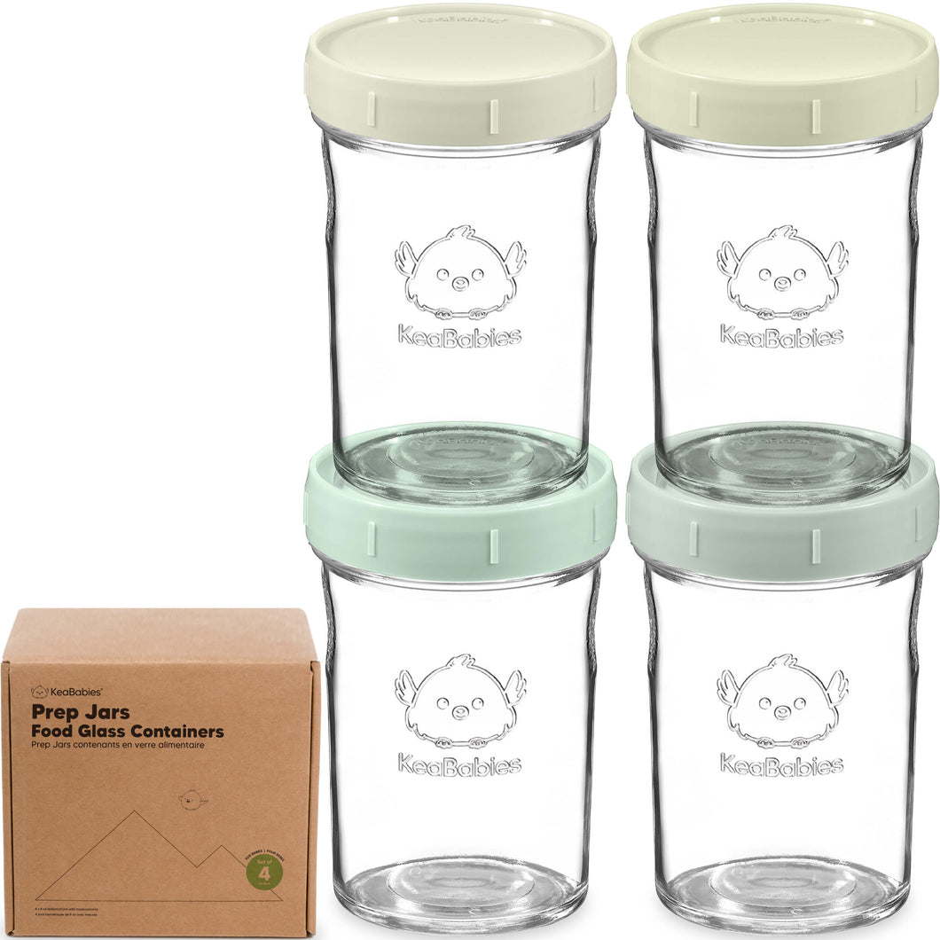 4-Pack Prep Jars Food Glass Containers (Sage)