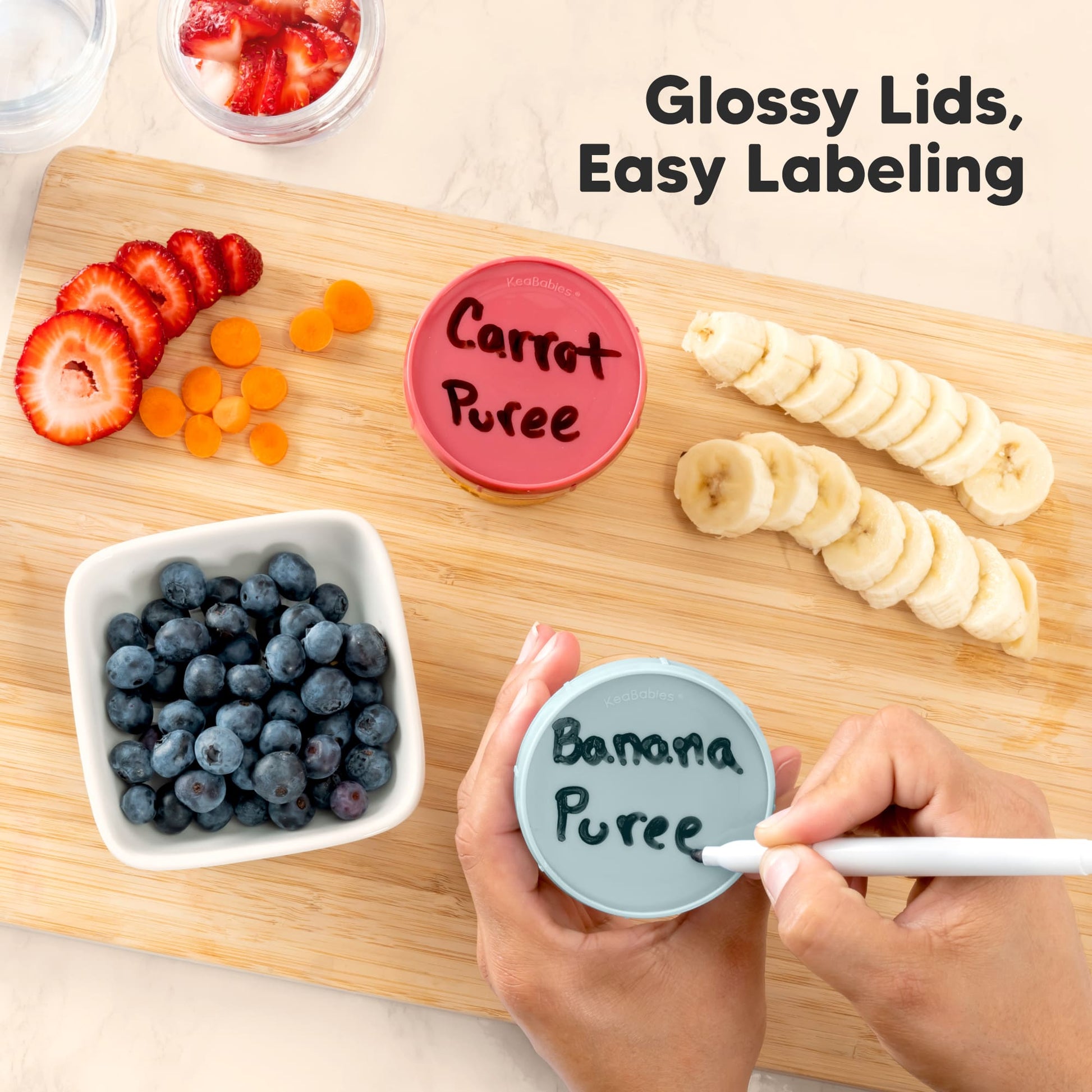 Glossy Lids for easy labeling.
 28105179168954