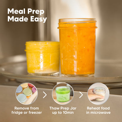 Meal Prep Made Easy, remove from fridge or freezer, thaw prep jar up to 10 minutes, and reheat food in the microwave. 28105179234490