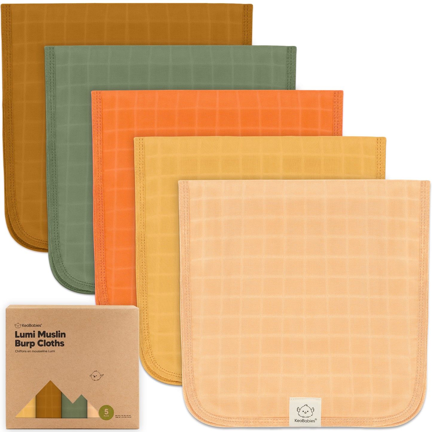 5-Pack Lumi Muslin Burp Cloths 27991489085626
