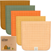 Load image into Gallery viewer, 5-Pack Lumi Muslin Burp Cloths (Phase)
