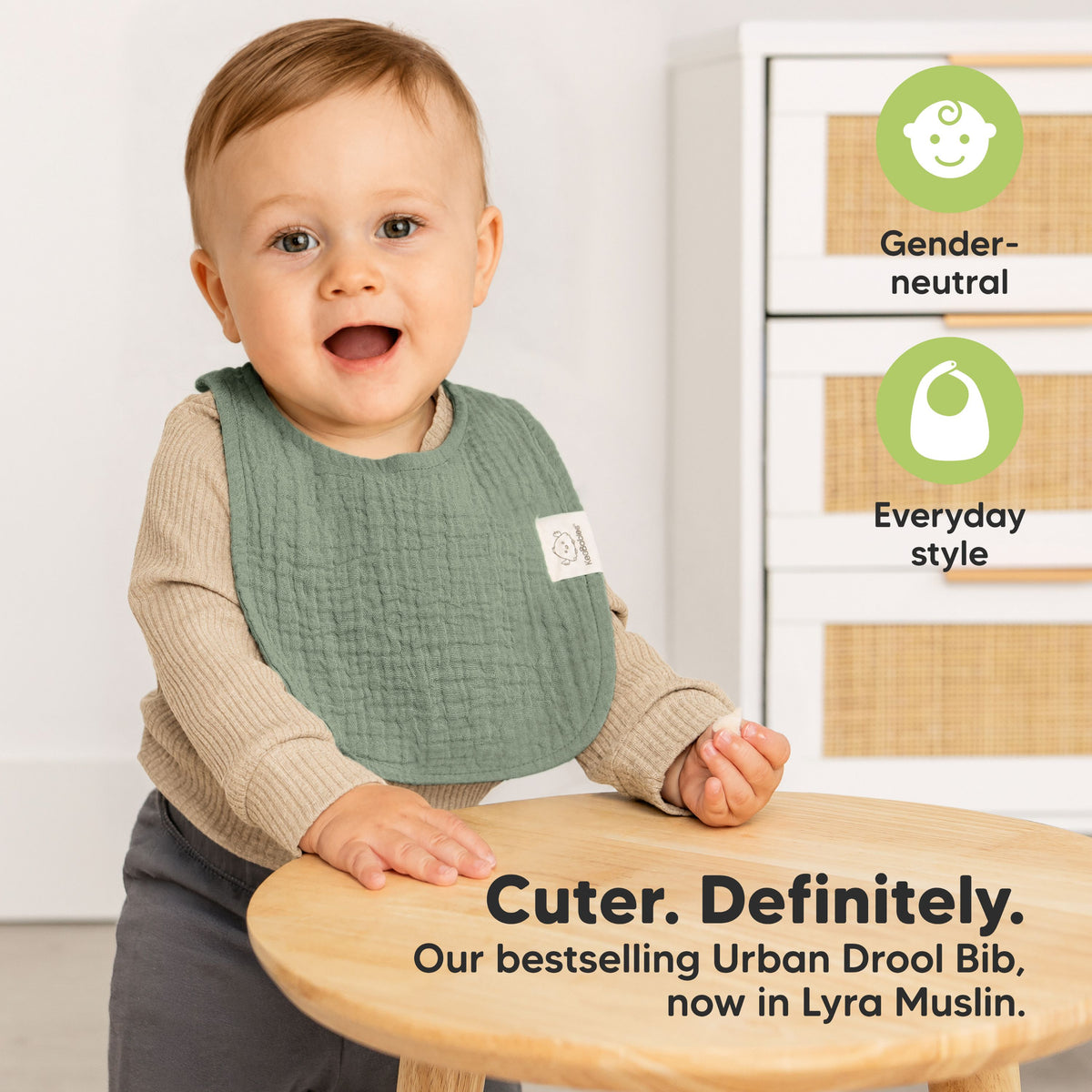 Cuter. Definitely - Our bestselling Urban Drool Bib, now in Lyra Muslin. (Gender-neutral and for Everyday style) 34121506324666