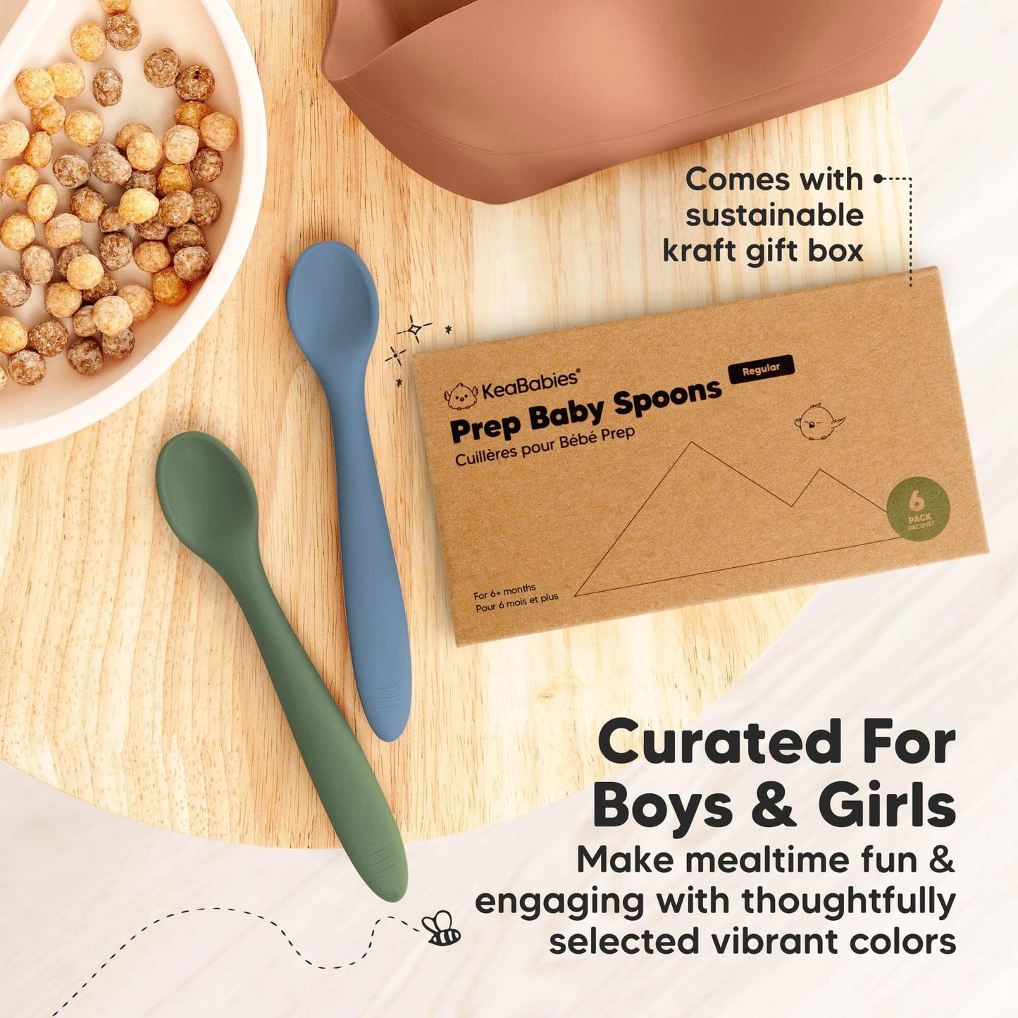 Curated For Boys & Girls, make mealtime fun and engaging with thoughtfully selected vibrant colors, comes with sustainable kraft gift box. 30848644481210