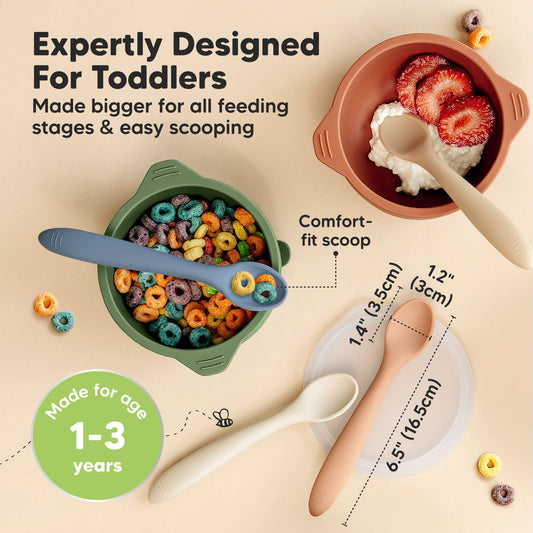 Expertly Designed For Toddlers, Made bigger for all feeding stages & easy scooping, Comfort-fit scoop, Made for age 1-3 years. Dimensions - 1.4 inches x 1.2 inches x  6.5 inches or 3cm x  3.5cm x 16.5cm
-on-hover