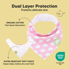 Load image into Gallery viewer, Dual Layer Protection that protects delicate skin. Organic Cotton - fast liquid absorption. Water-resistant soft Fleece - Keeps baby clothes dry and Fresh. 
Standard OEKO TEX STANDARD 100
