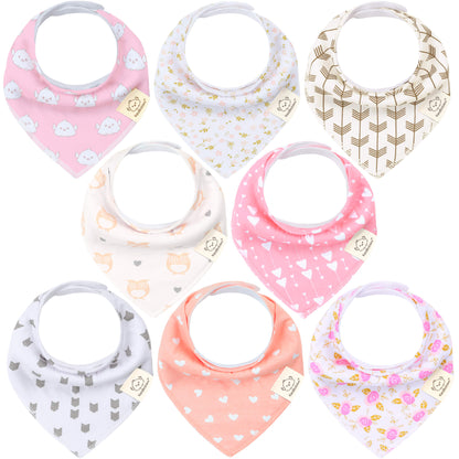 8-Pack Organic Bandana Bibs (Girl) 28833379123386