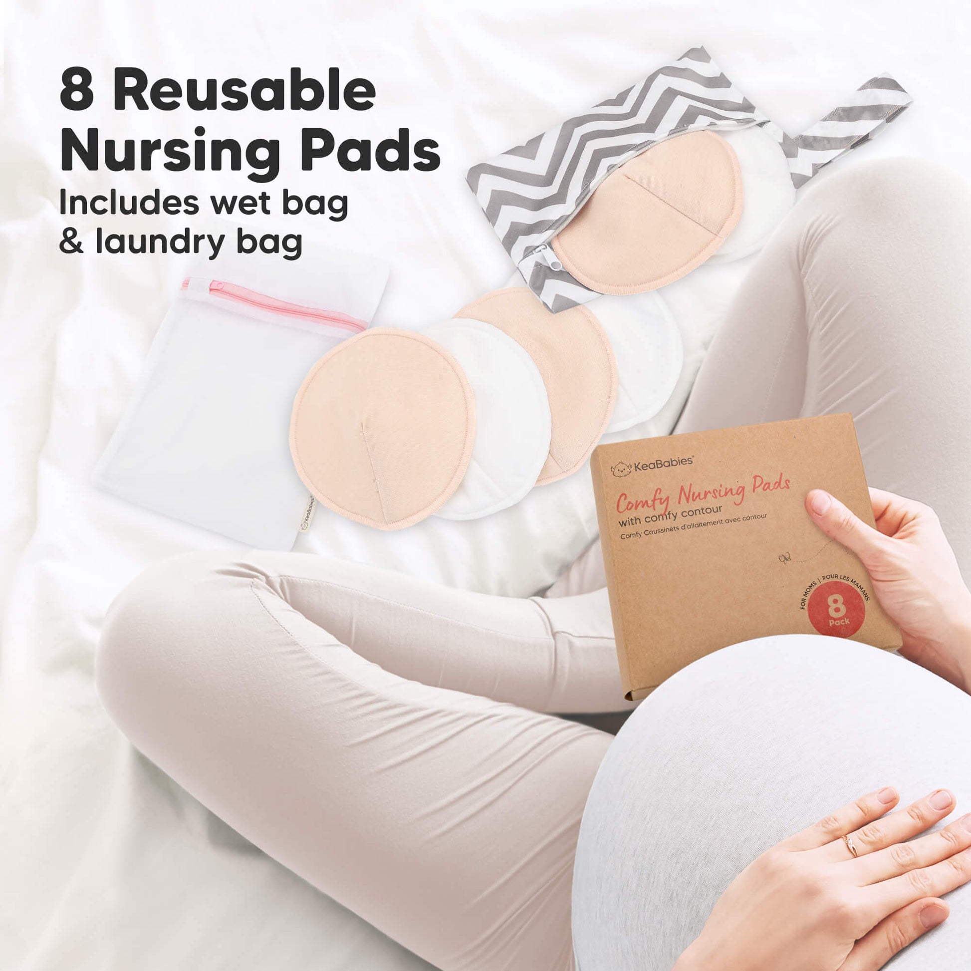 8 Reusable Nursing Pads and includes wet bag & laundry bag 32254763729082