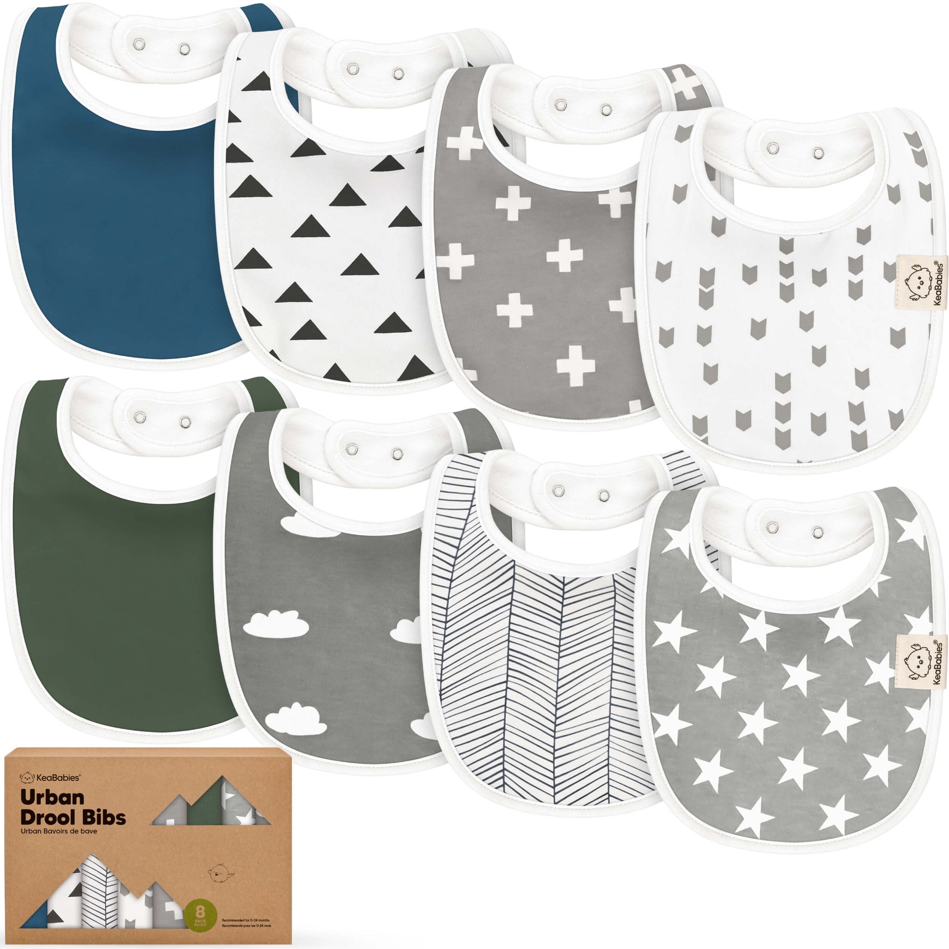 8-Pack Urban Drool Bibs 29653956231354