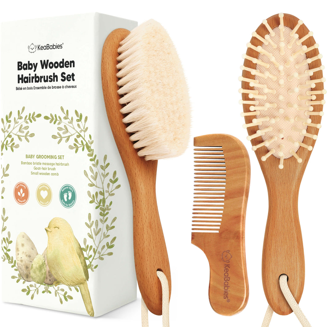 Baby Hair Brush and Comb Set (Golden Oak)