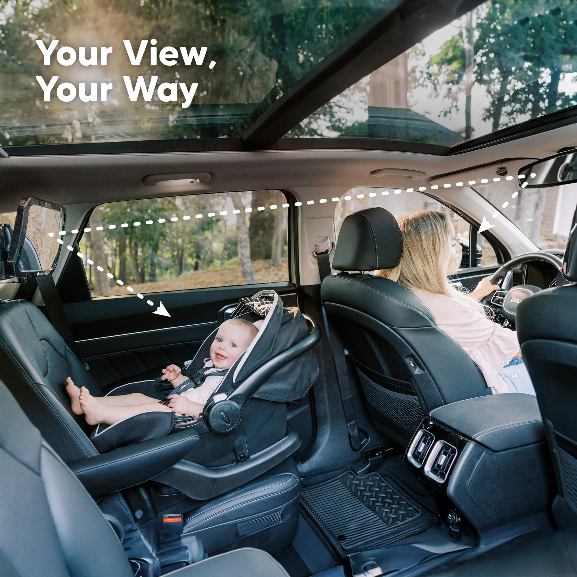 Safe baby mirror for car top