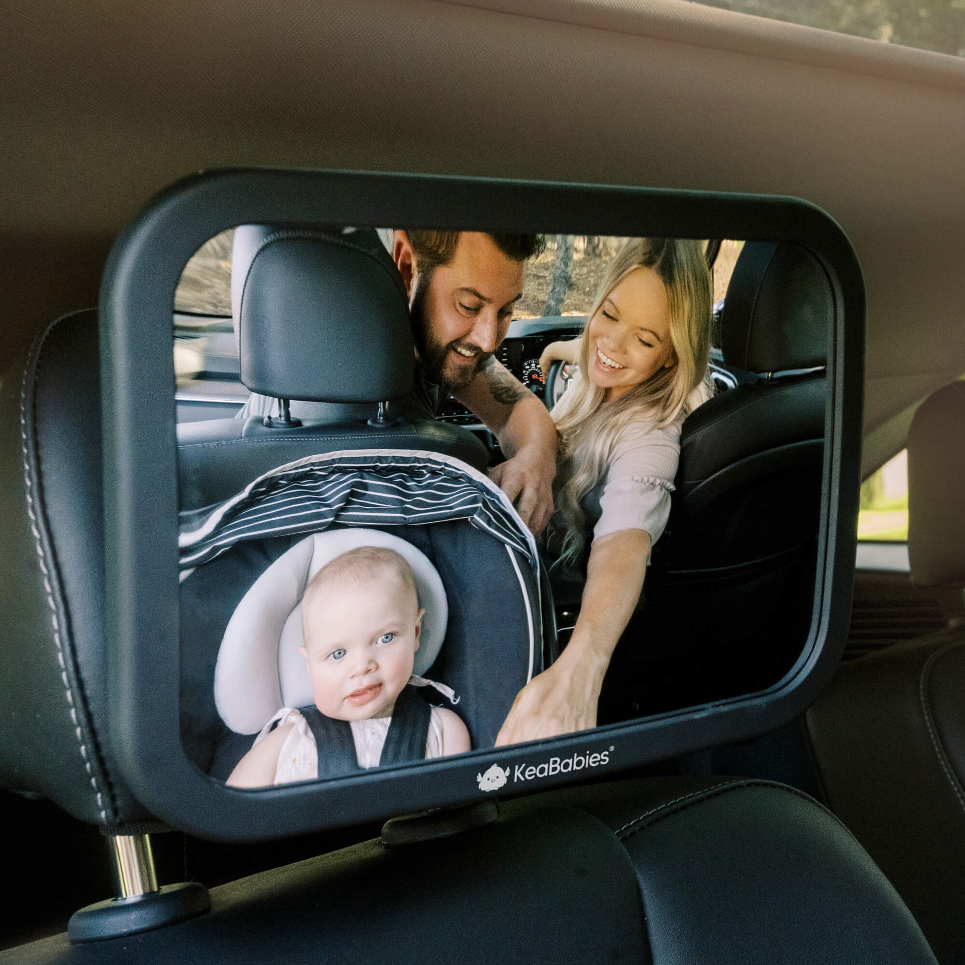 KeaBabies Baby Car Seat Mirror (Large, Sleek Black)