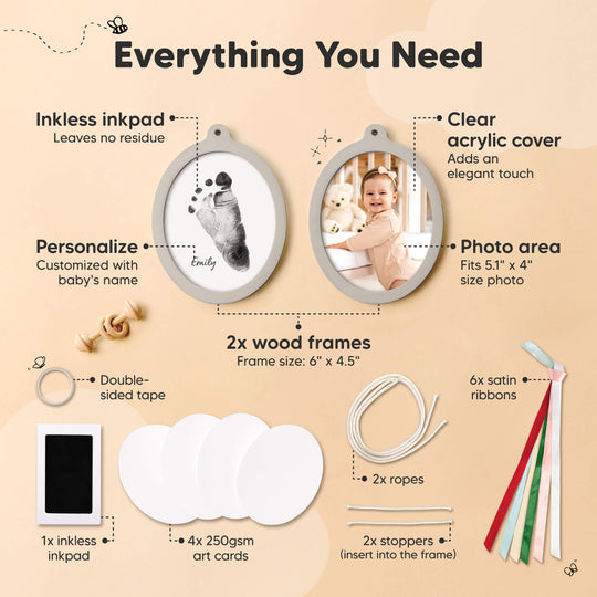 Bitsy Inkless Baby Print and Photo Ornaments (Cloud Gray)