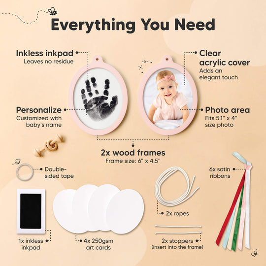 Bitsy Inkless Baby Print and Photo Ornaments (Petal Pink)