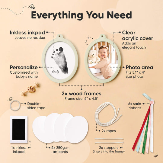 Bitsy Inkless Baby Print and Photo Ornaments (Sage)