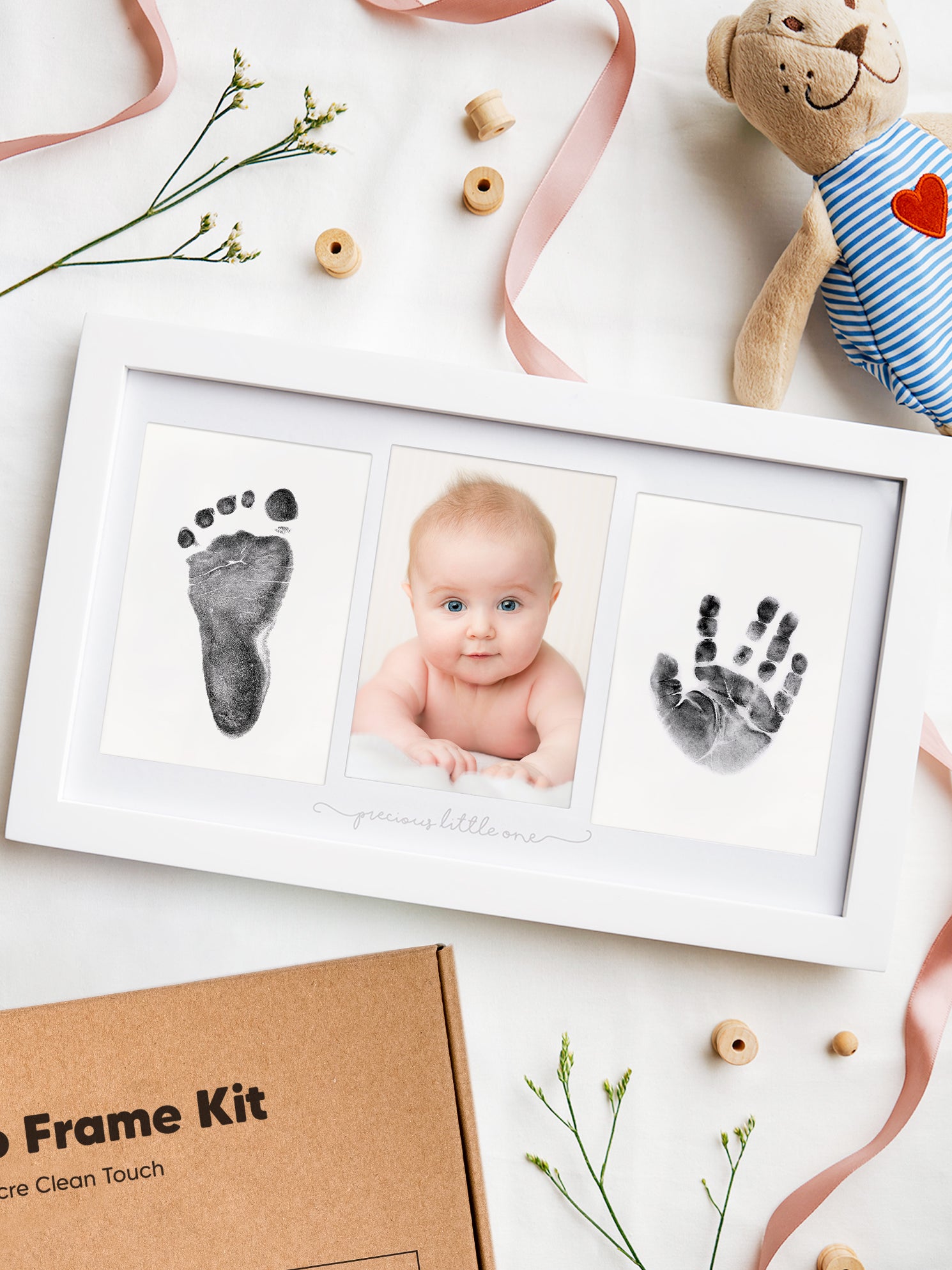 Baby Footprint Art in Stunning Pastel Shades Inkless Footprint Kit