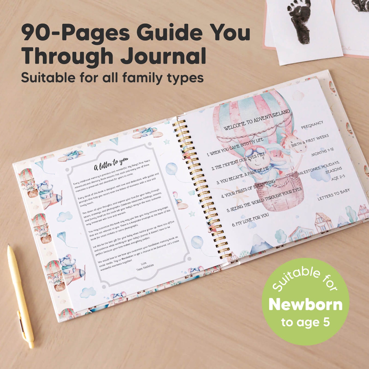90-Pages Guide You Through Journal
, Suitable for all family types. Suitable for Newborn to age 5  26662242681018
