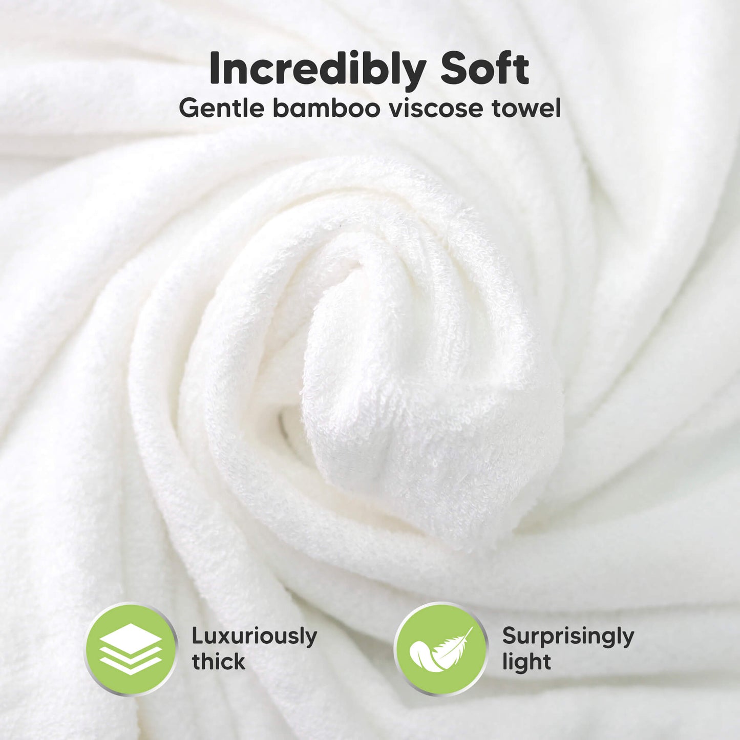 Incredibly Soft: Gentle bamboo viscose towel, Luxuriously thick, Surprisingly light
 28052206125242