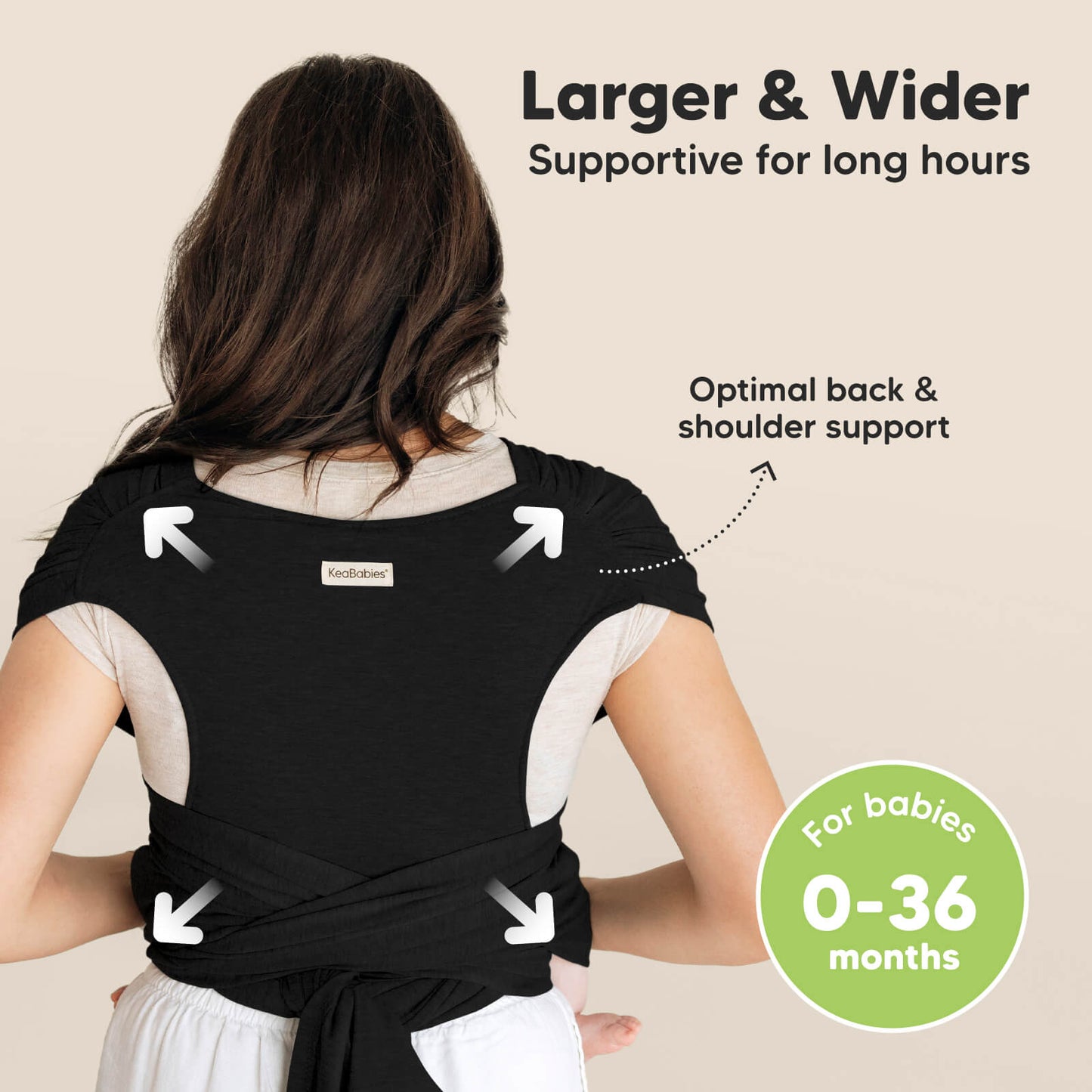 Larger & Wider - Supportive for long hours .Optimal back & shoulder support. For babies 0–36 months 32590879260858