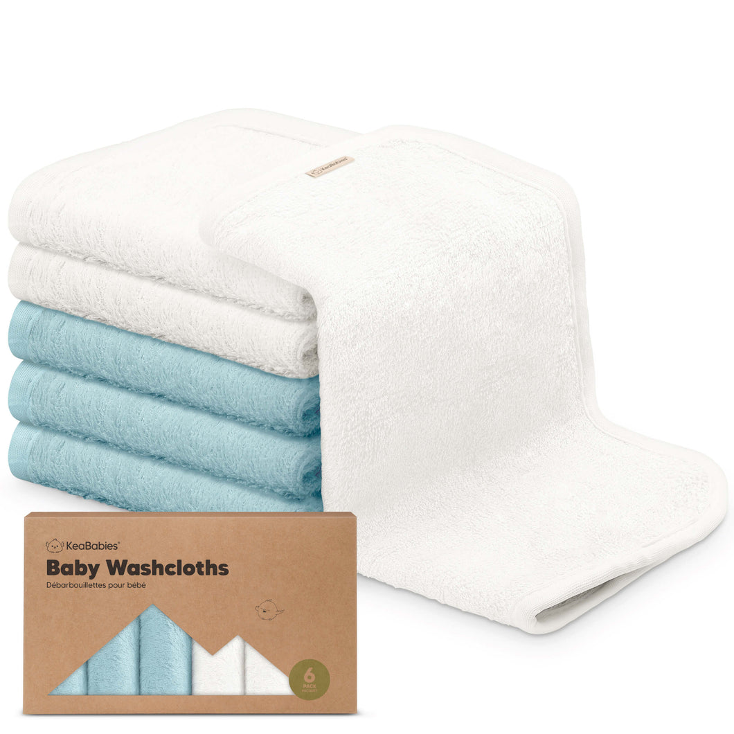 Deluxe Baby Washcloths (White/Sky)