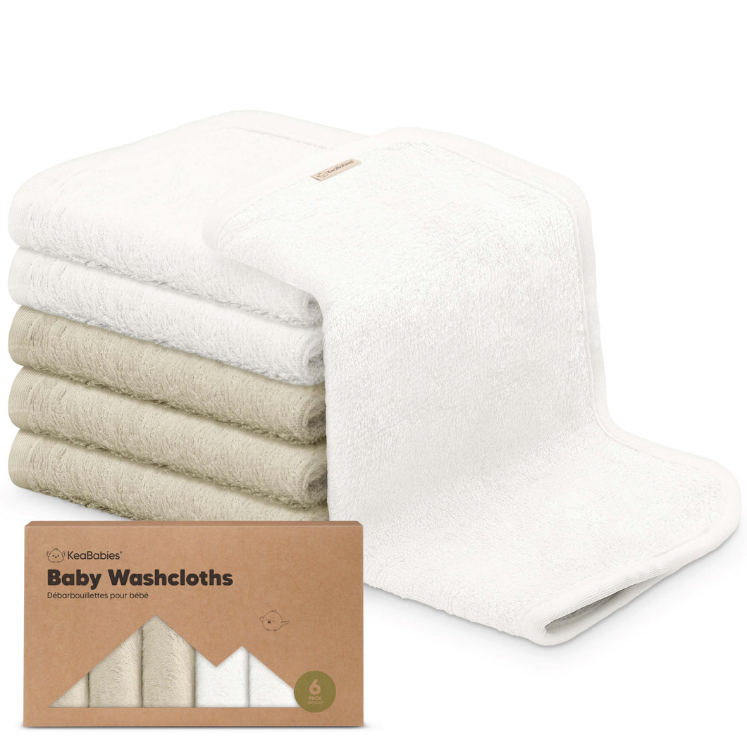 Deluxe Baby Washcloths (White/Stone)