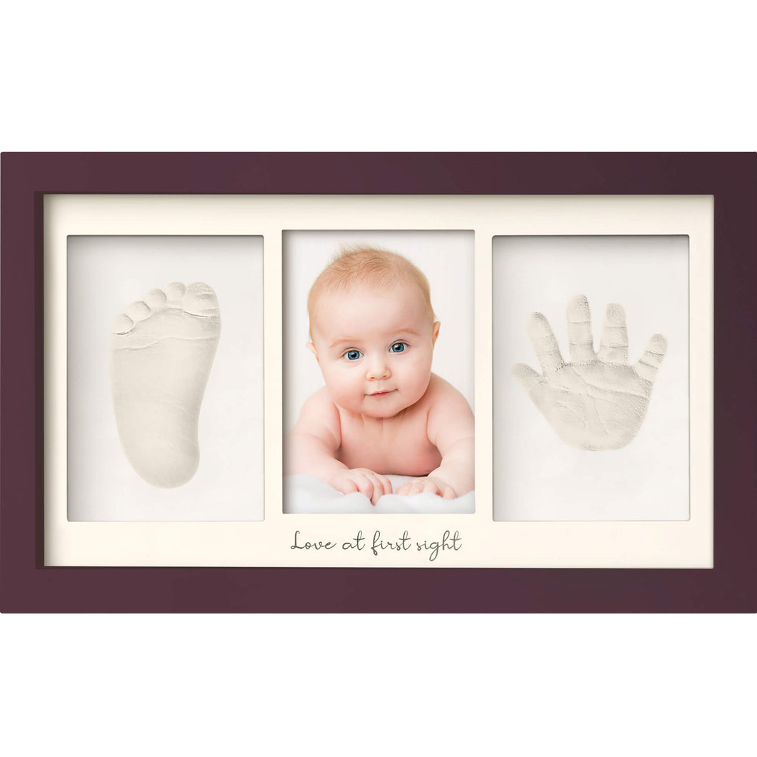 Baby Handprint & Footprint Keepsake Duo Frame (Auburn)