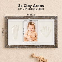 Load image into Gallery viewer, Baby Handprint &amp; Footprint Keepsake Duo Frame (Barnwood)
