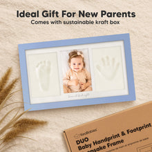 Load image into Gallery viewer, Baby Handprint &amp; Footprint Keepsake Duo Frame (Cornflower)
