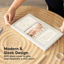 Load image into Gallery viewer, Baby Handprint &amp; Footprint Keepsake Duo Frame (Medium Oak)
