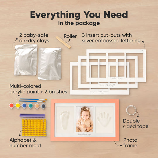 Baby Handprint & Footprint Keepsake Duo Frame (Salmon)
