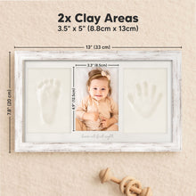 Load image into Gallery viewer, Baby Handprint &amp; Footprint Keepsake Duo Frame (Vintage Gray)
