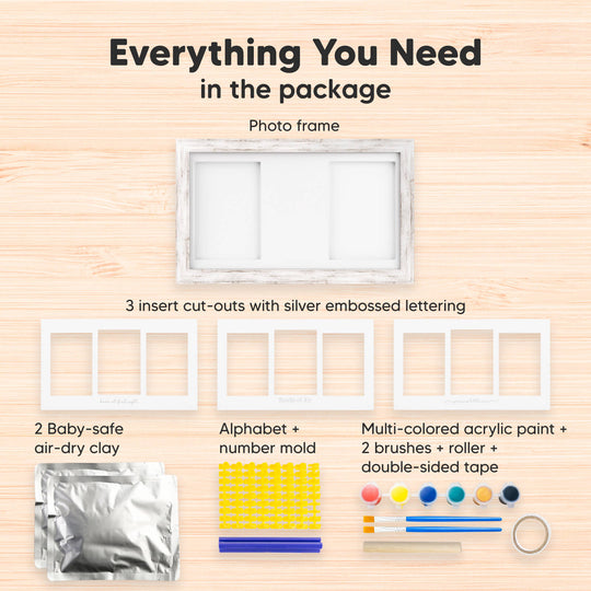 Baby Handprint & Footprint Keepsake Duo Frame (Vintage White)