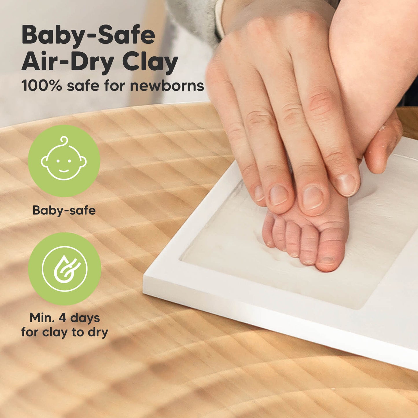 Baby-Safe Air-Dry Clay 100% safe for newborns Min. 4 days for clay to dry 30512654155962