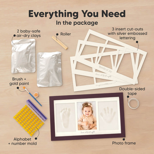 Baby Handprint & Footprint Keepsake Duo Frame (Auburn)