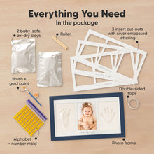 Load image into Gallery viewer, Baby Handprint &amp; Footprint Keepsake Duo Frame (Midnight Blue)
